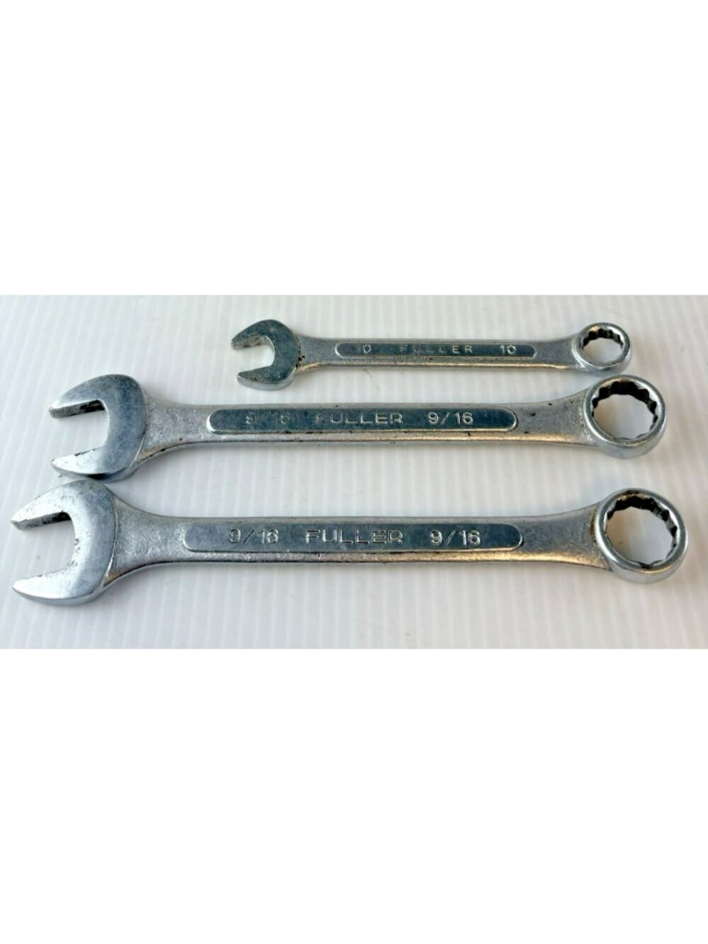 Fuller Combination Wrench Lot 3pc 9/16" x 2 & 10mm SAE Metric